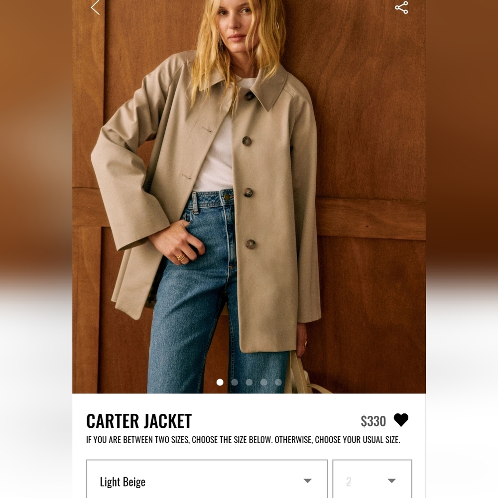 ISO Sezane Carter Jacket Size 2 Light Beige